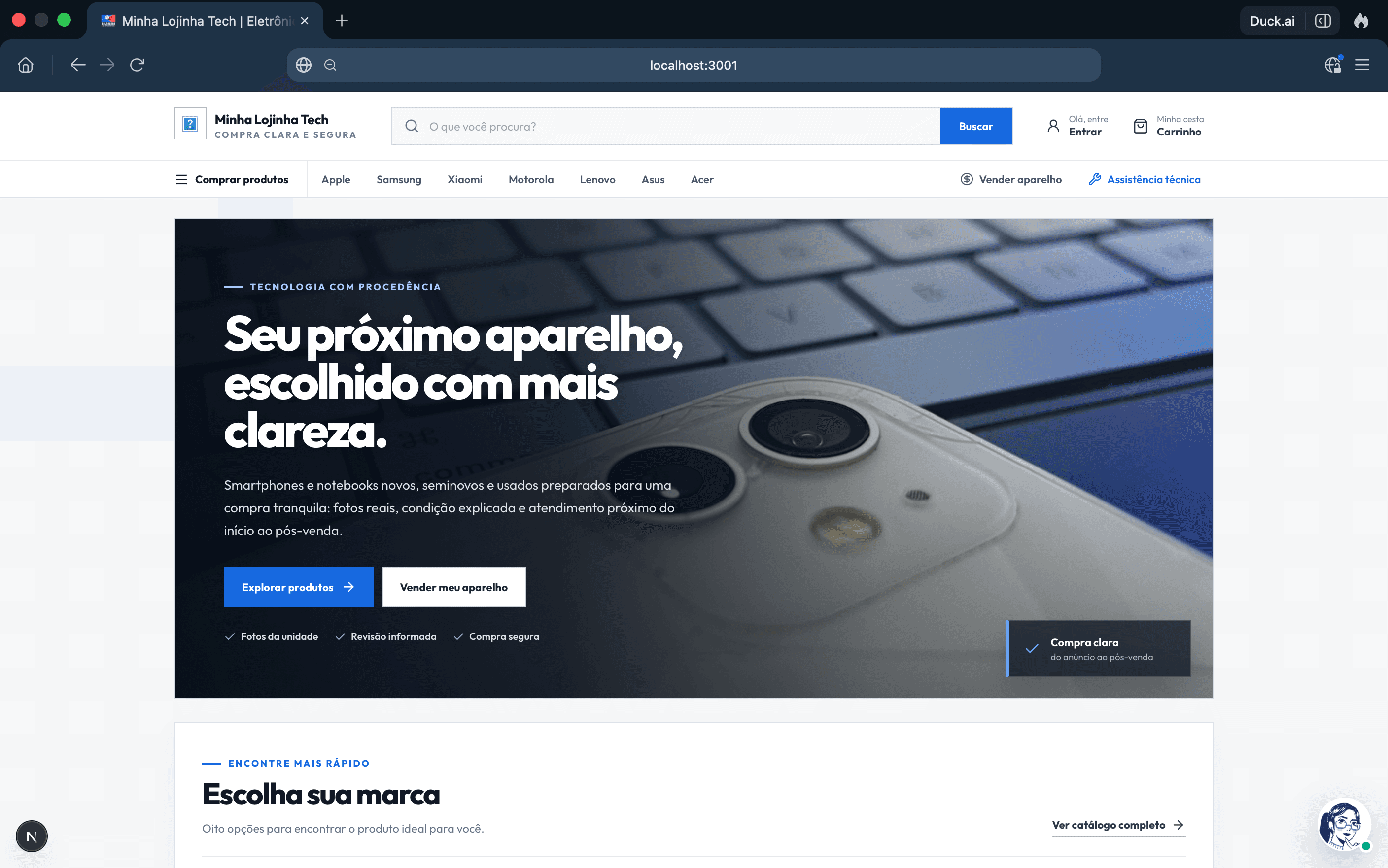 Print do projeto Minha Lojinha Tech